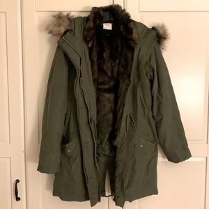 Faux Fur-Lined Military Parka